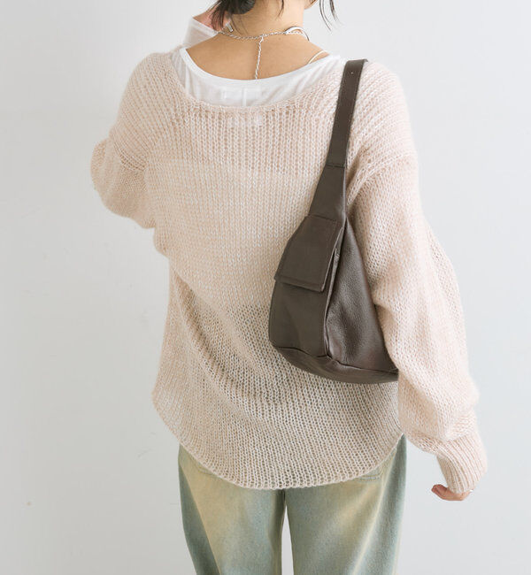  「【軽い着心地】モヘアリリープランジネックニット」|ニット・セーター|