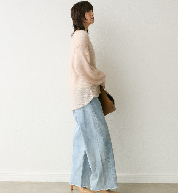  「【軽い着心地】モヘアリリープランジネックニット」|ニット・セーター|