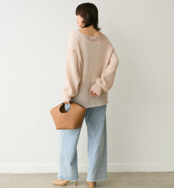  「【軽い着心地】モヘアリリープランジネックニット」|ニット・セーター|