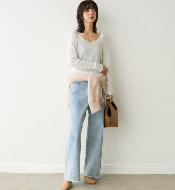  「【軽い着心地】モヘアリリープランジネックニット」|ニット・セーター|
