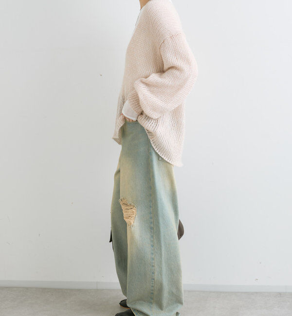  「【軽い着心地】モヘアリリープランジネックニット」|ニット・セーター|