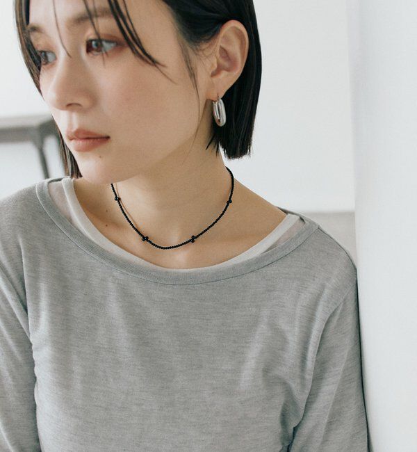  「【モードな印象】ブラックビーズアクセントチョーカー」|ブローチ・コサージュ|