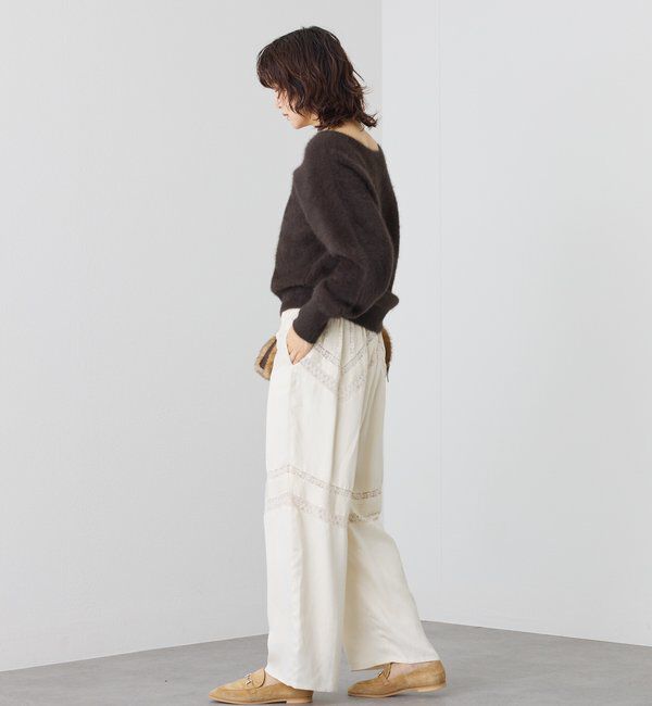  「【a Nice （ア ・ニース）】ピンタックレースパンツ」|チノ|