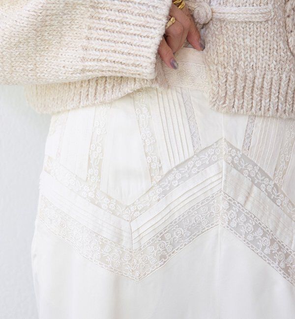  「【a Nice （ア ・ニース）】ピンタックレースパンツ」|チノ|