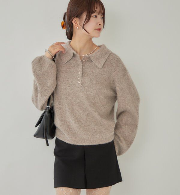  「【本日限定価格】襟付きロングスリーブニット」|ニット・セーター|