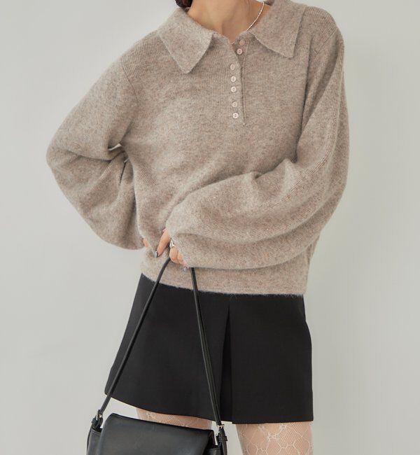  「【本日限定価格】襟付きロングスリーブニット」|ニット・セーター|