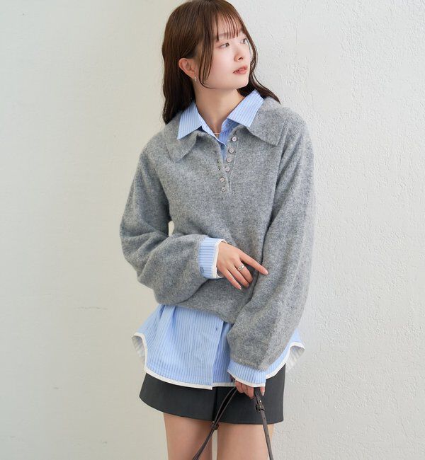  「【本日限定価格】襟付きロングスリーブニット」|ニット・セーター|