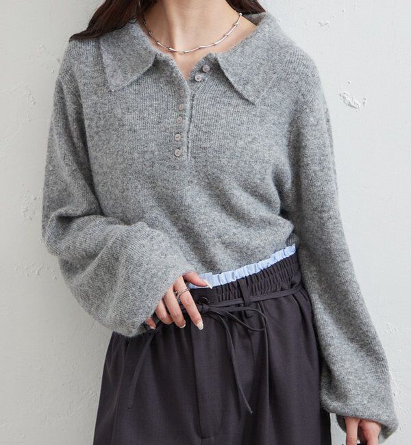  「【本日限定価格】襟付きロングスリーブニット」|ニット・セーター|