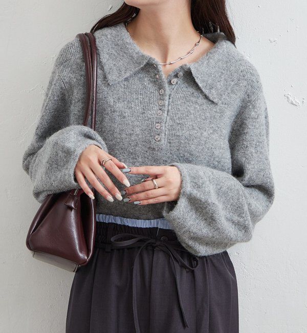  「【本日限定価格】襟付きロングスリーブニット」|ニット・セーター|