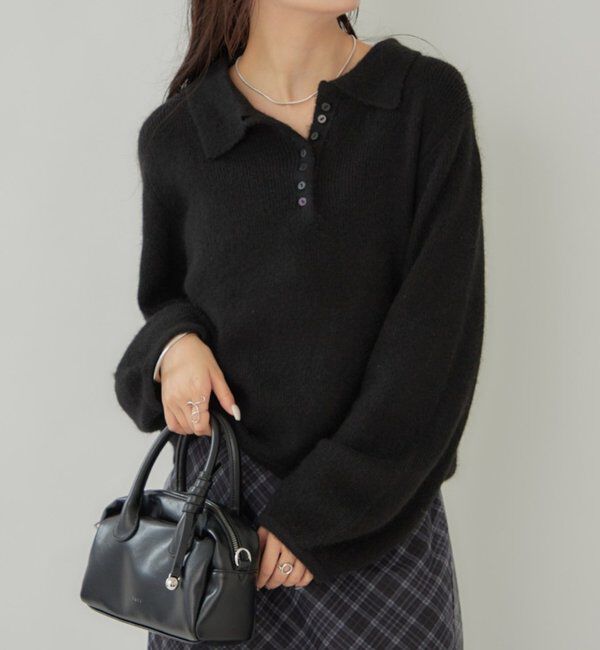  「【本日限定価格】襟付きロングスリーブニット」|ニット・セーター|