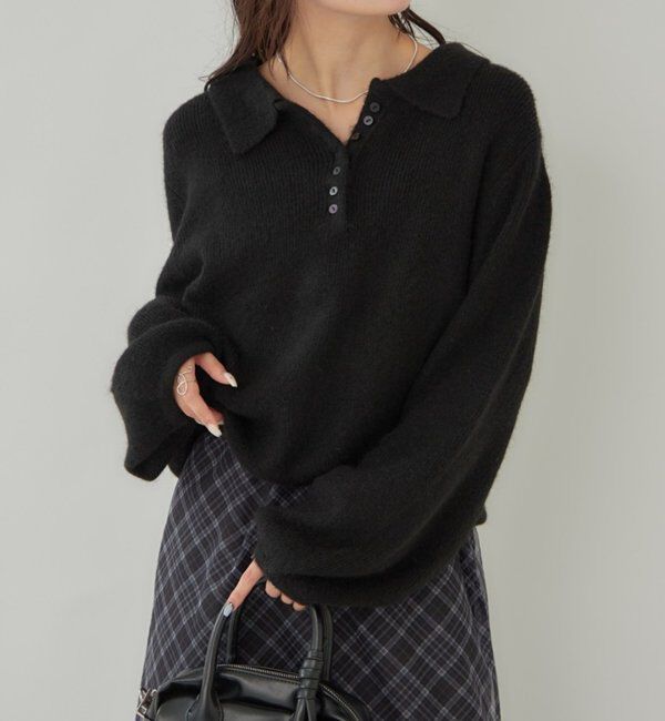  「【本日限定価格】襟付きロングスリーブニット」|ニット・セーター|