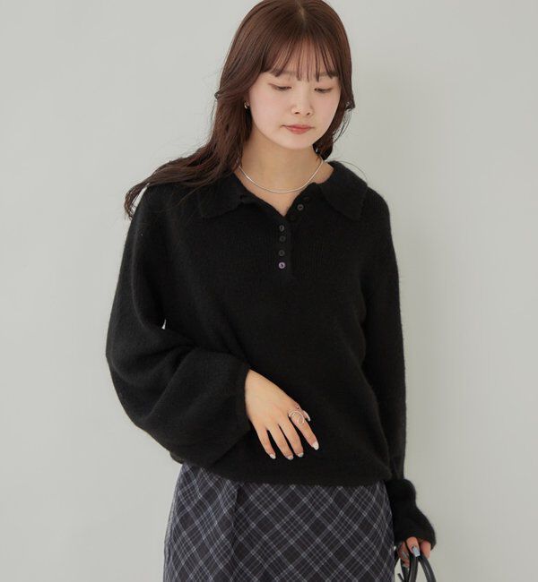  「【本日限定価格】襟付きロングスリーブニット」|ニット・セーター|