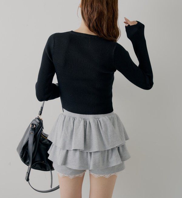  「レイヤードスウェットティアードショートパンツ」|チノ|