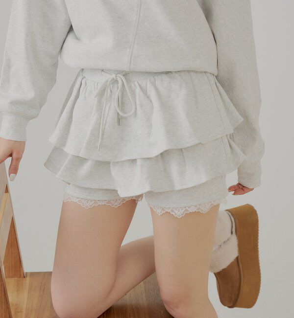  「レイヤードスウェットティアードショートパンツ」|チノ|