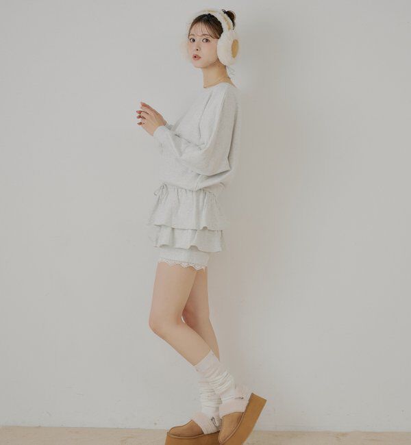  「レイヤードスウェットティアードショートパンツ」|チノ|