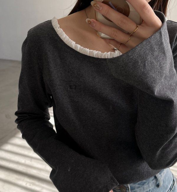  「〈C.L〉フリル襟ボートネックTシャツ」|Tシャツ・カットソー|