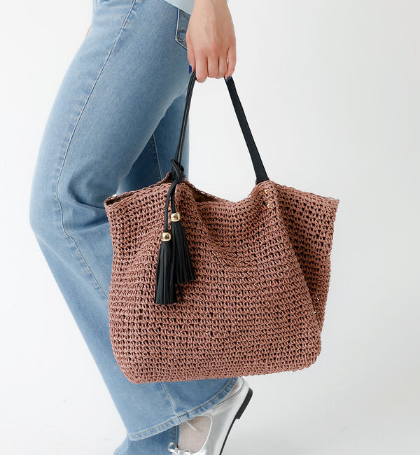 Rouge vif「タッセル付き ペーパートートバッグ / 雑材バッグ」|トートバッグ|