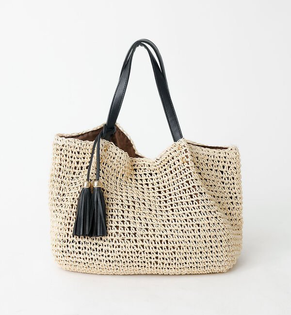 Rouge vif「タッセル付き ペーパートートバッグ / 雑材バッグ」|トートバッグ|