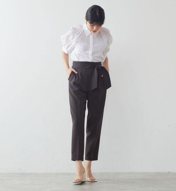 TIARA「麻調ハイウエストテーパードパンツ」|その他|