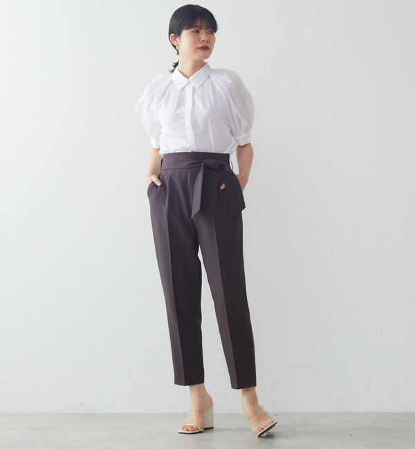 TIARA「麻調ハイウエストテーパードパンツ」|その他|