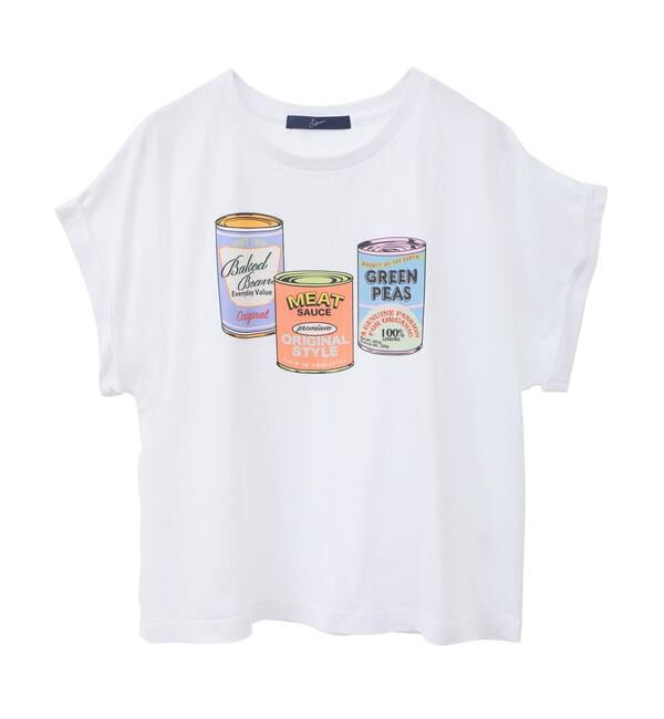 Soffitto「ヴィンテージ風プリント入りフレンチスリーブTシャツ」|Tシャツ・カットソー|ホワイト