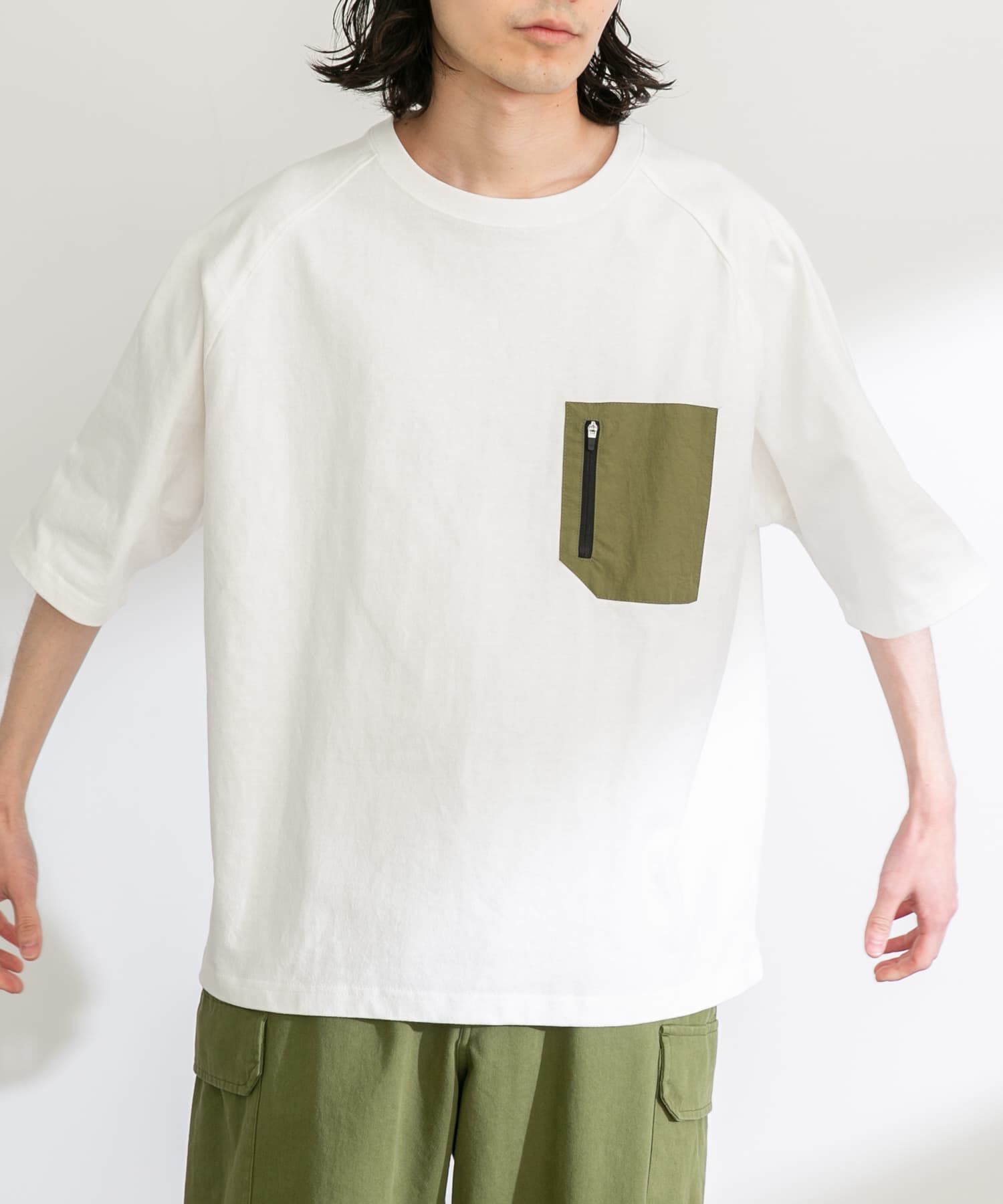 Sonny Label 「ナイロンポケット切替ハーフスリーブTEE」|Tシャツ・カットソー|
