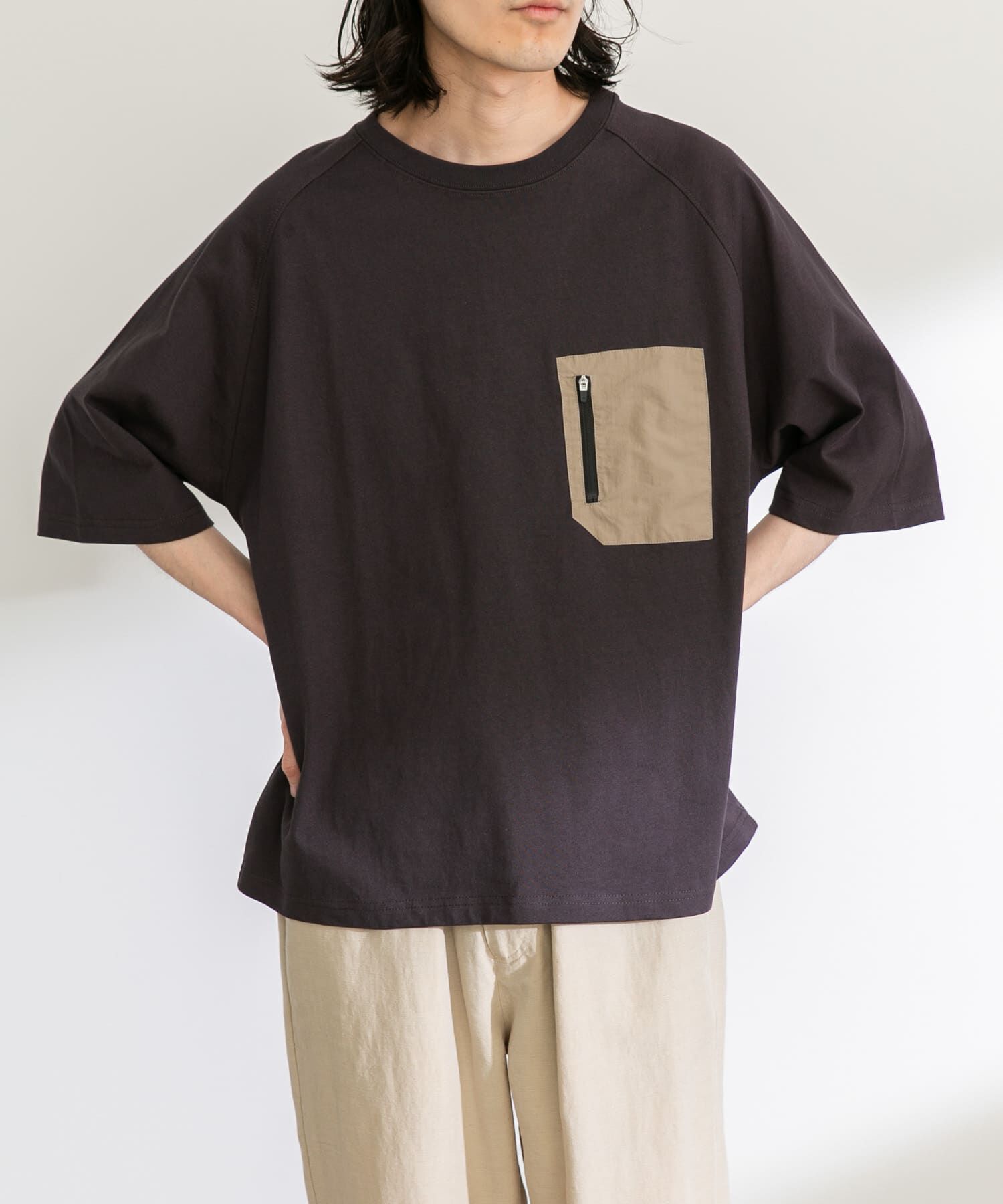 Sonny Label 「ナイロンポケット切替ハーフスリーブTEE」|Tシャツ・カットソー|