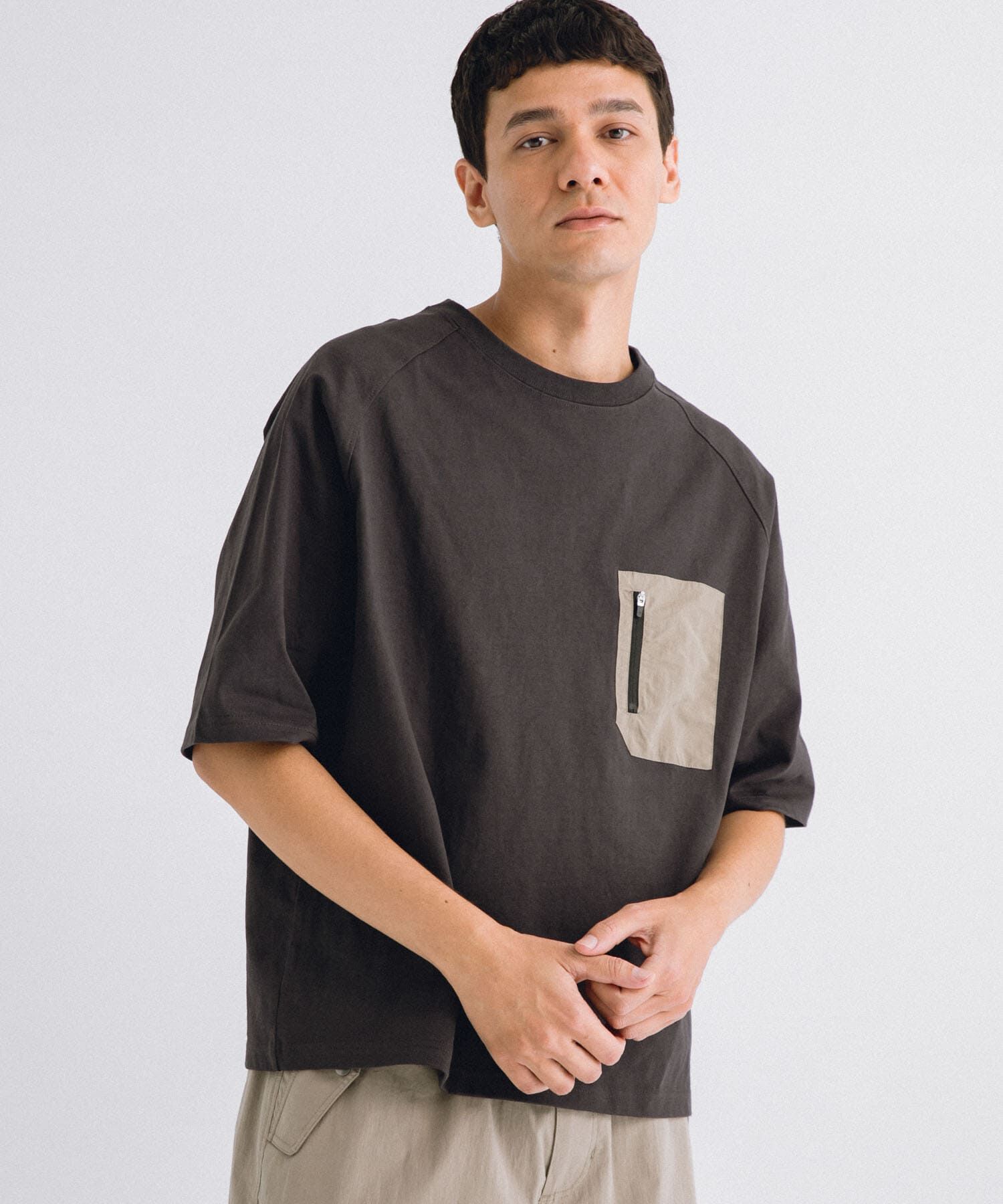 Sonny Label 「ナイロンポケット切替ハーフスリーブTEE」|Tシャツ・カットソー|