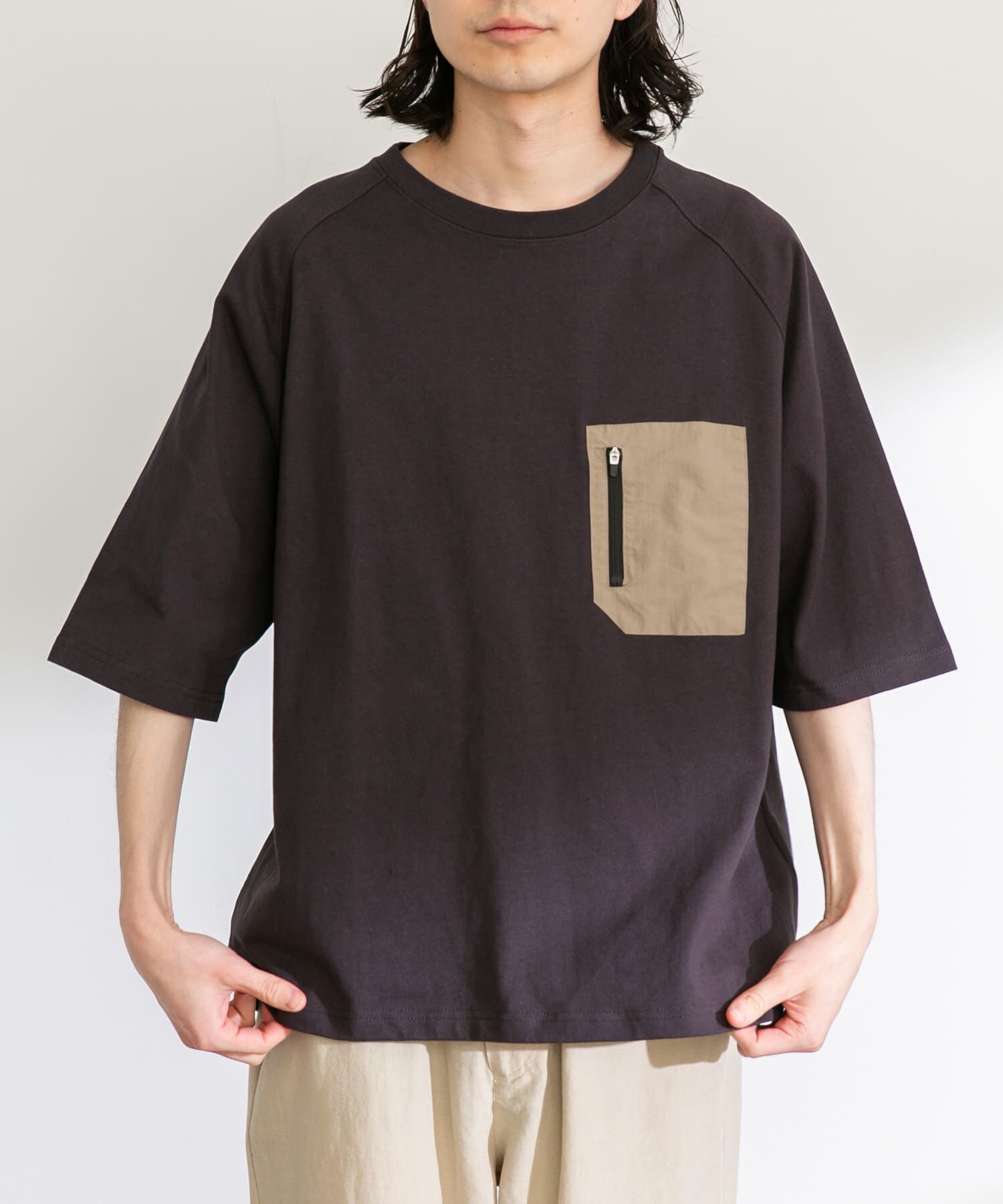 Sonny Label 「ナイロンポケット切替ハーフスリーブTEE」|Tシャツ・カットソー|