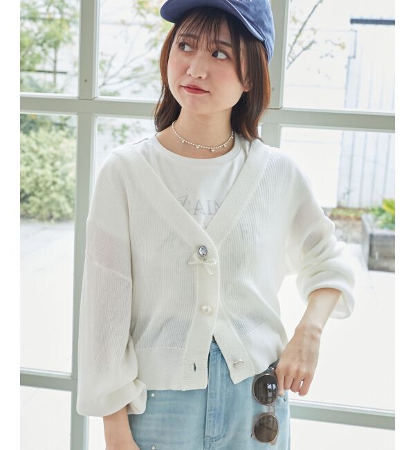  「チャームボタンUVカットカーディガン」|カーディガン|