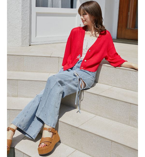  「チャームボタンUVカットカーディガン」|カーディガン|