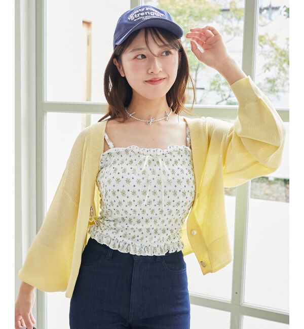  「チャームボタンUVカットカーディガン」|カーディガン|イエロー