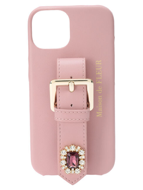 Maison de FLEUR「ビジューバックルベルトアイフォン14ケース」|モバイルケース|ピンク