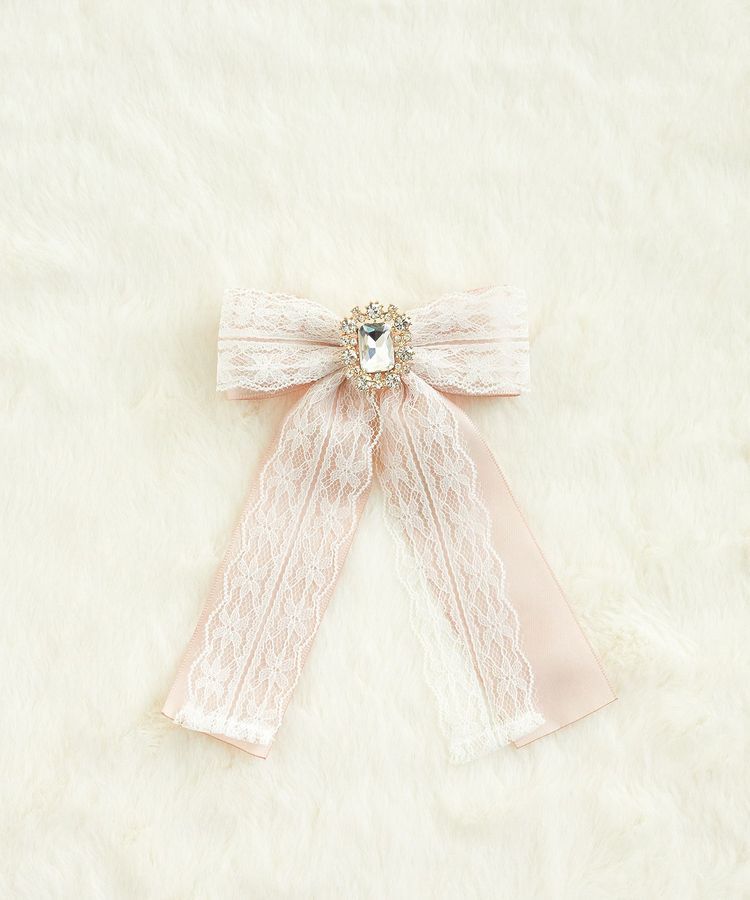 Maison de FLEUR「ピンクリボンレースサテンバレッタ」|その他|