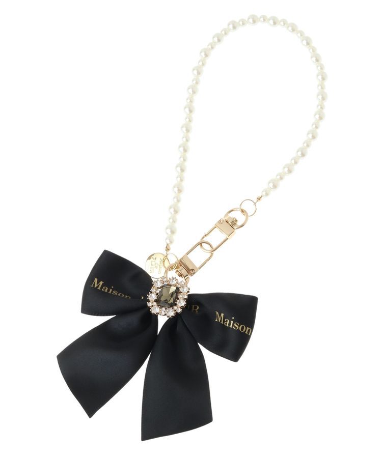 Maison de FLEUR「ビジューリボンパールストラップ」|その他|ブラック