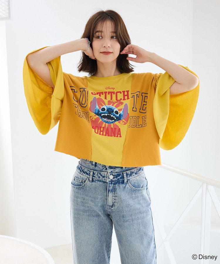 Green Parks「スティッチ/リメイク風ドッキングTシャツ」|Tシャツ・カットソー|Yellow