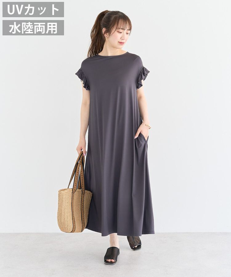 Green Parks「・SUGAR SPOON 【ラッシュガード】フリルワンピ」|ワンピース|Charcoal Gray