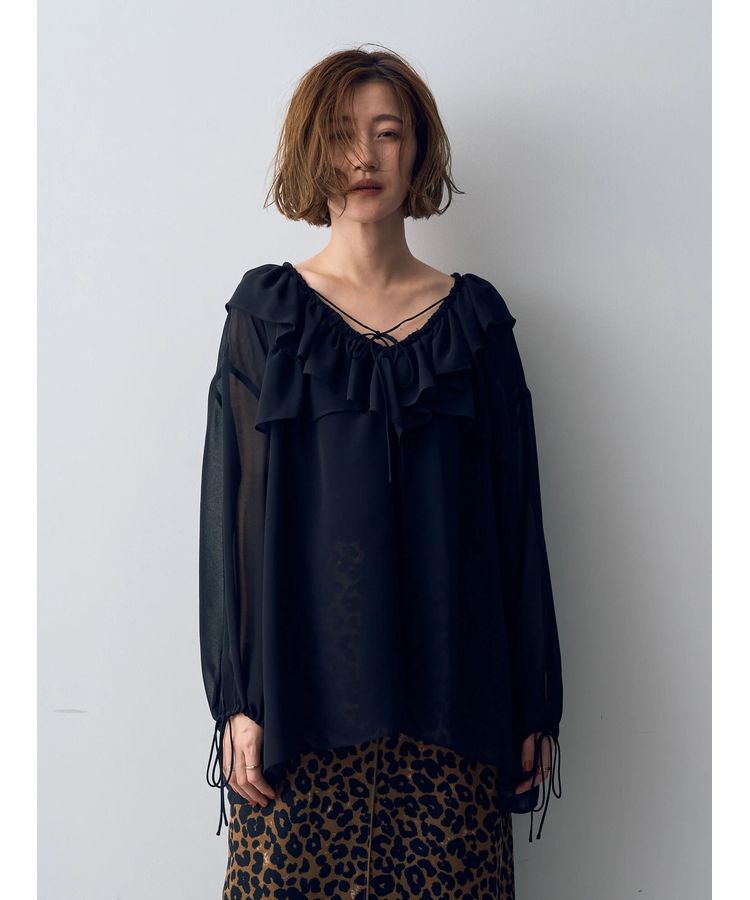 YECCA VECCA「ラッフルストリングシアーブラウス」|シャツ・ブラウス|