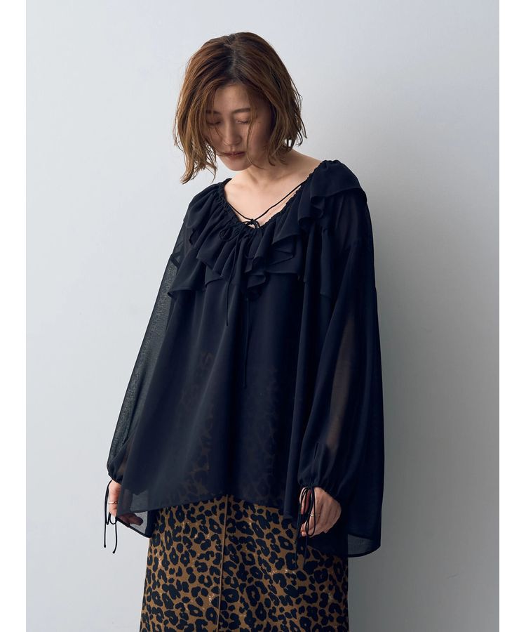 YECCA VECCA「ラッフルストリングシアーブラウス」|シャツ・ブラウス|