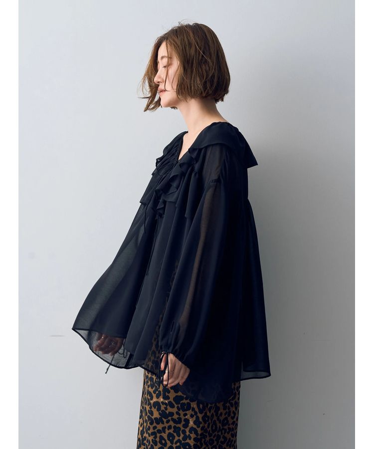 YECCA VECCA「ラッフルストリングシアーブラウス」|シャツ・ブラウス|