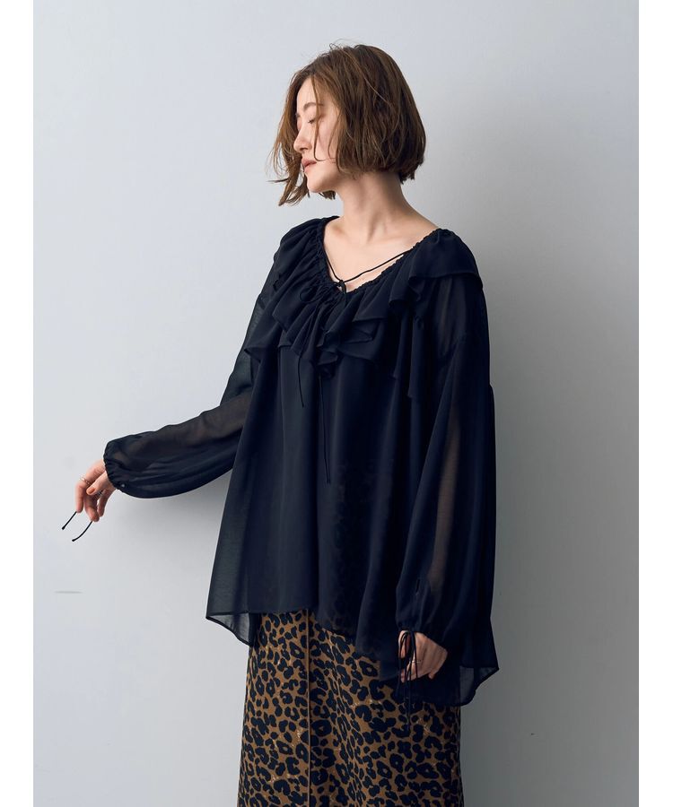 YECCA VECCA「ラッフルストリングシアーブラウス」|シャツ・ブラウス|