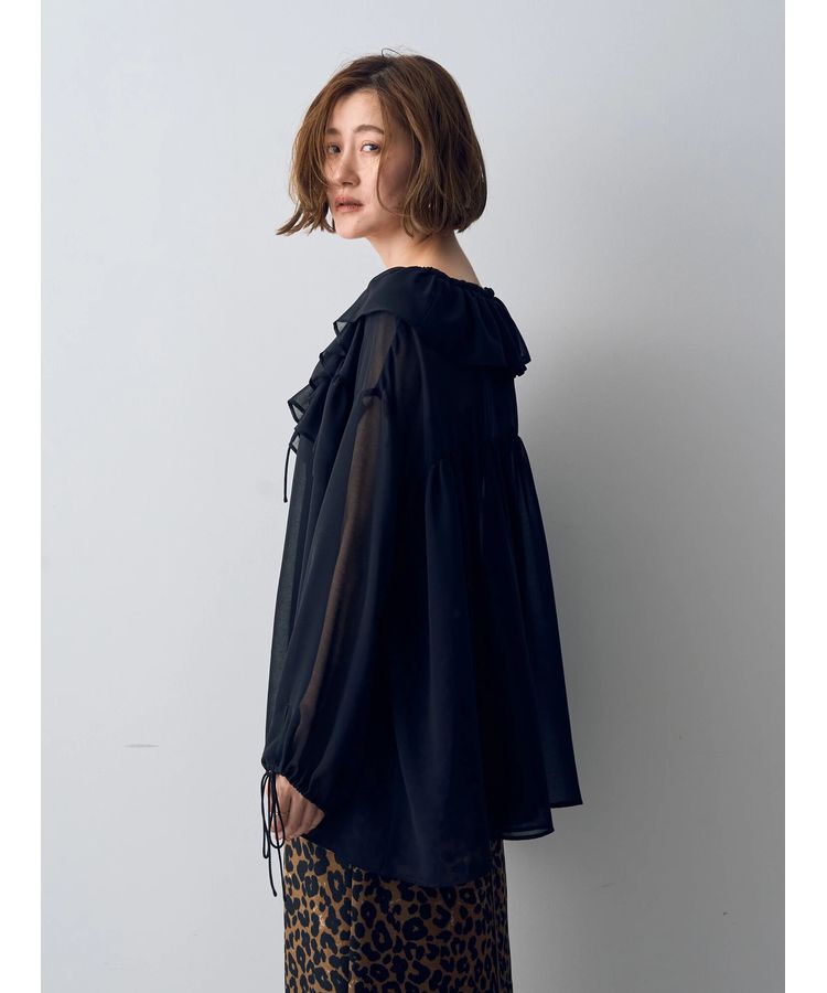 YECCA VECCA「ラッフルストリングシアーブラウス」|シャツ・ブラウス|