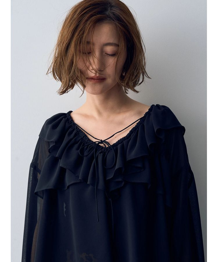 YECCA VECCA「ラッフルストリングシアーブラウス」|シャツ・ブラウス|