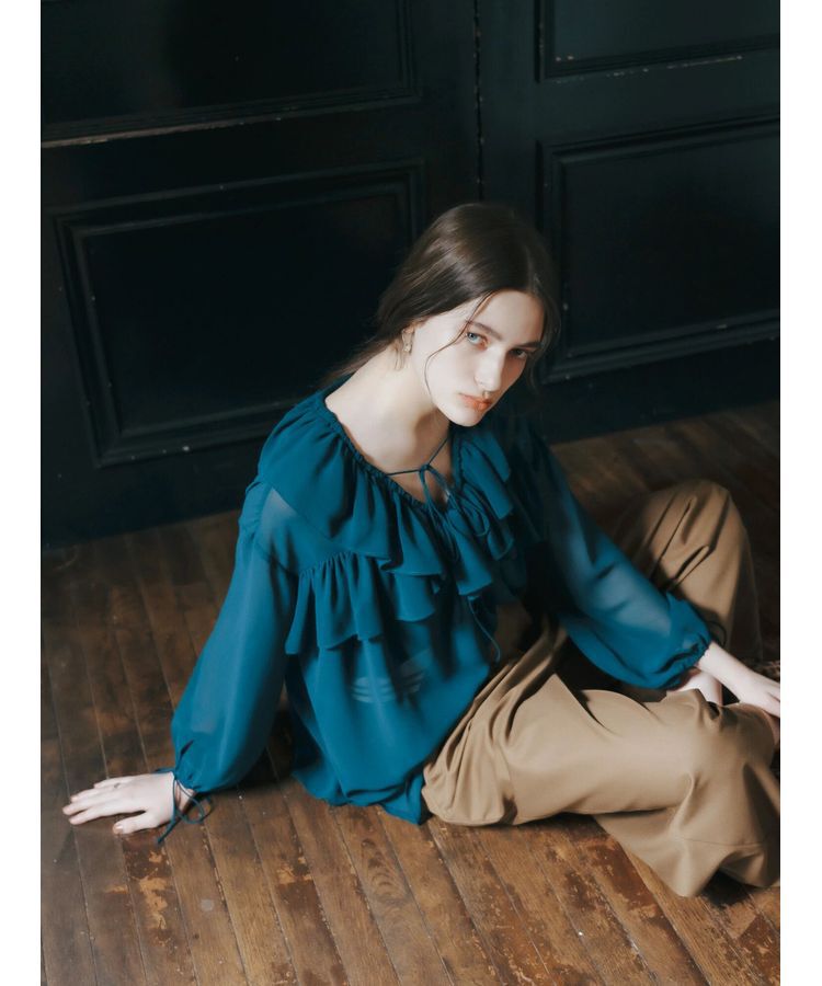 YECCA VECCA「ラッフルストリングシアーブラウス」|シャツ・ブラウス|