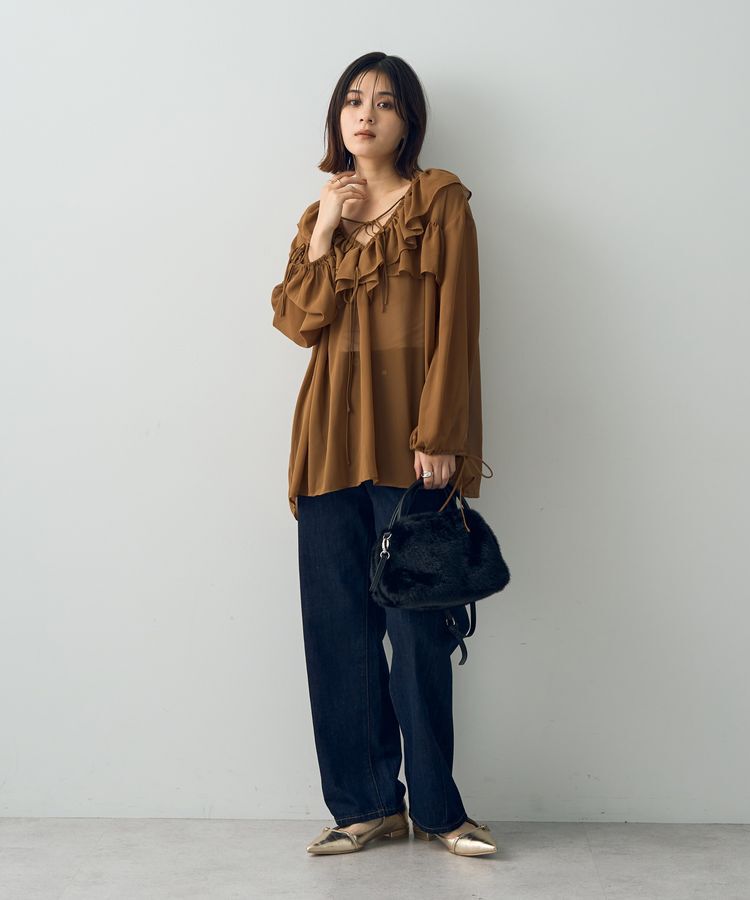 YECCA VECCA「ラッフルストリングシアーブラウス」|シャツ・ブラウス|