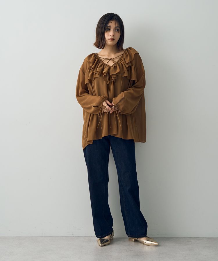 YECCA VECCA「ラッフルストリングシアーブラウス」|シャツ・ブラウス|
