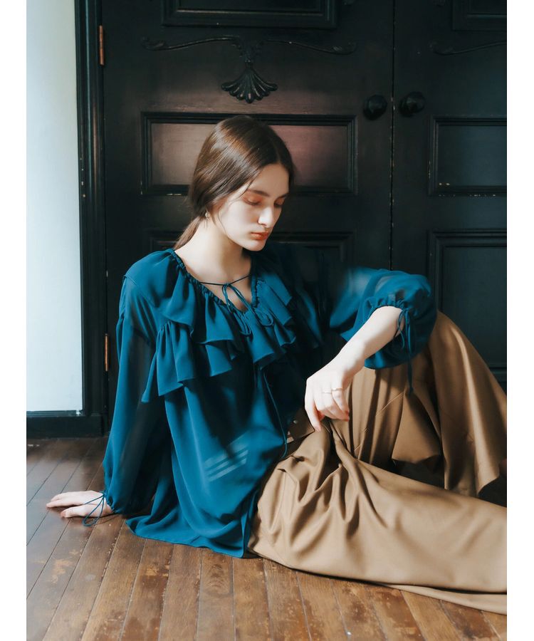YECCA VECCA「ラッフルストリングシアーブラウス」|シャツ・ブラウス|
