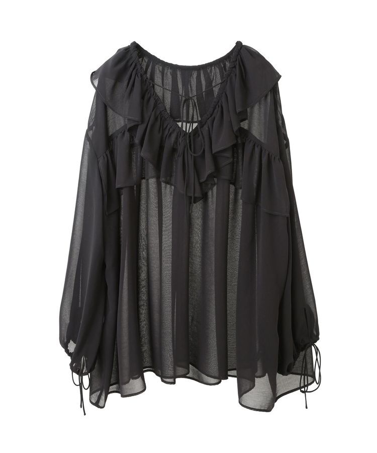 YECCA VECCA「ラッフルストリングシアーブラウス」|シャツ・ブラウス|