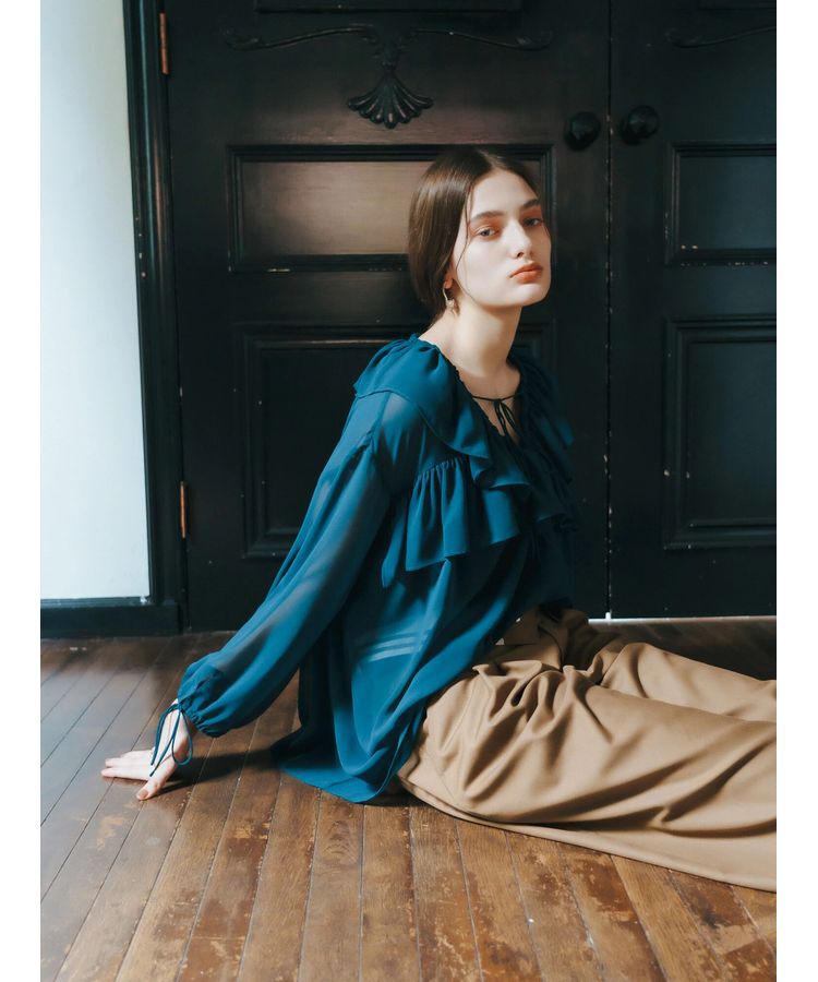 YECCA VECCA「ラッフルストリングシアーブラウス」|シャツ・ブラウス|