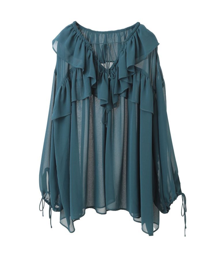 YECCA VECCA「ラッフルストリングシアーブラウス」|シャツ・ブラウス|